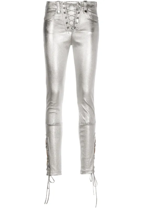 metallic skinny jeans