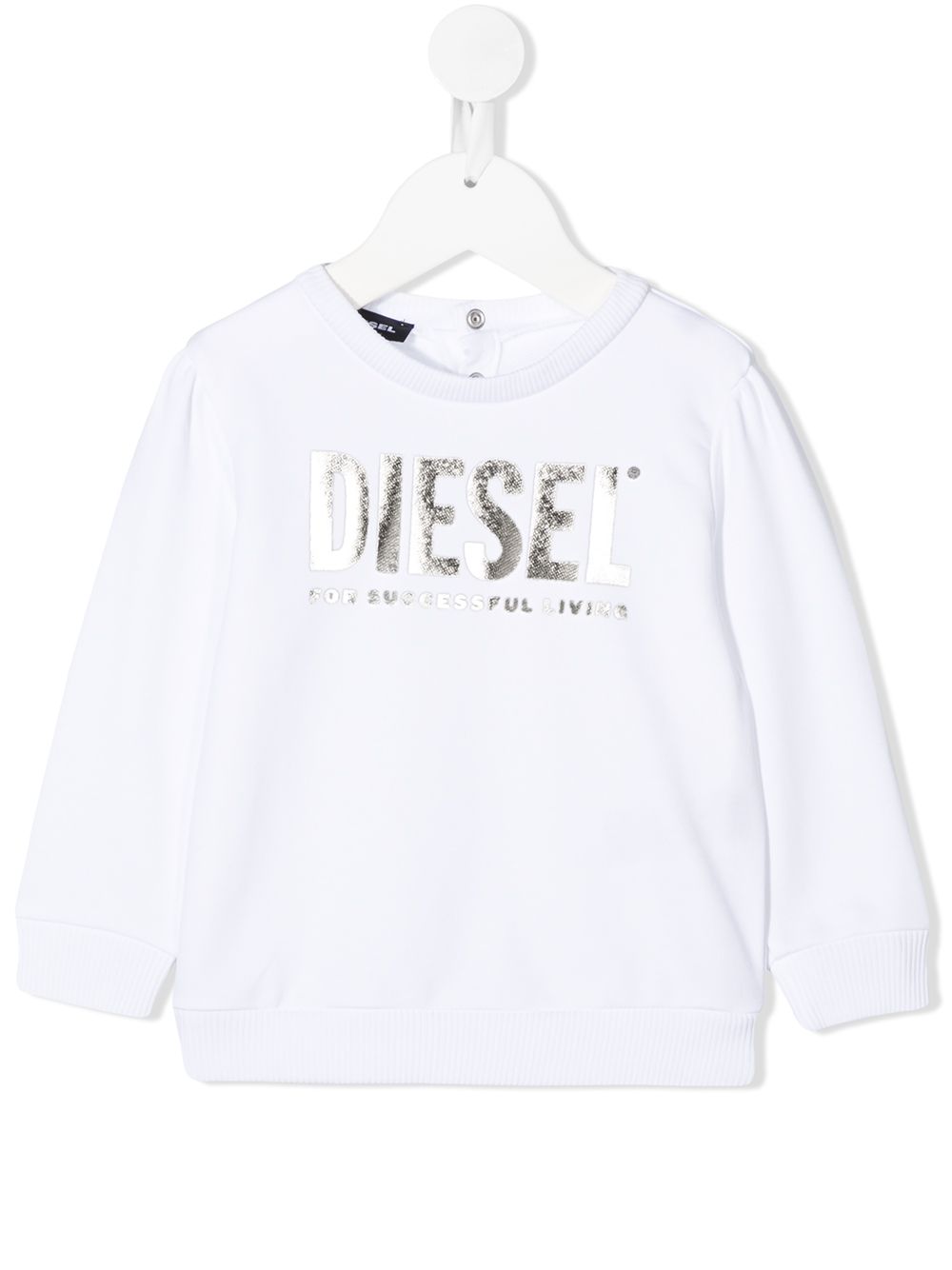 фото Diesel kids metallic logo print buttoned sweatshirt