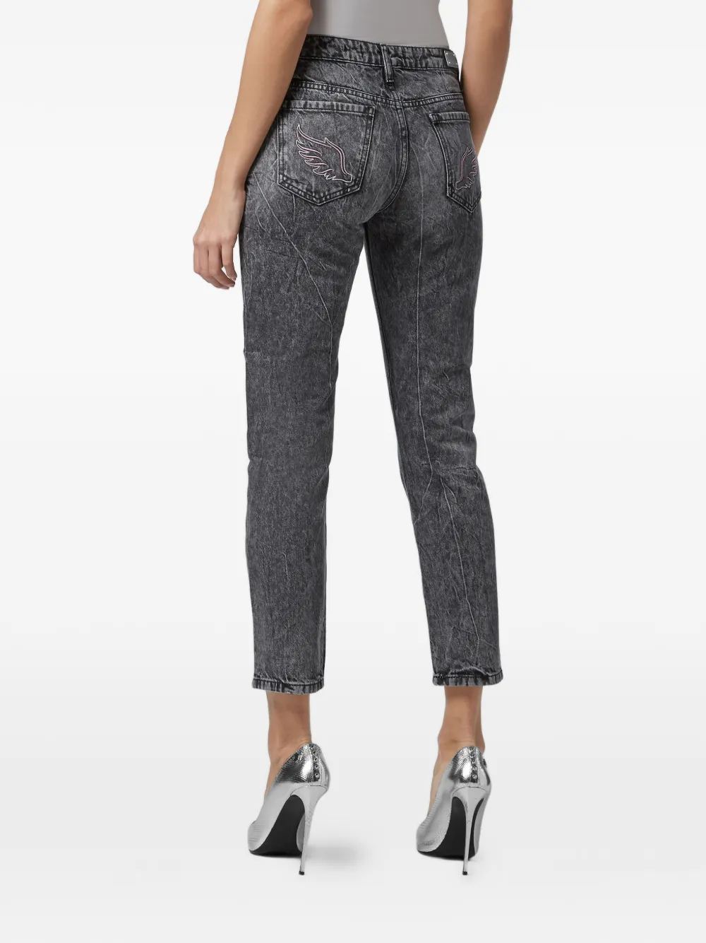  Philipp Plein Boyfriend Angel Cropped Jeans   Grau 