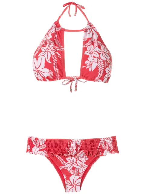 Amir Slama bikini con volantes y estampado floral 