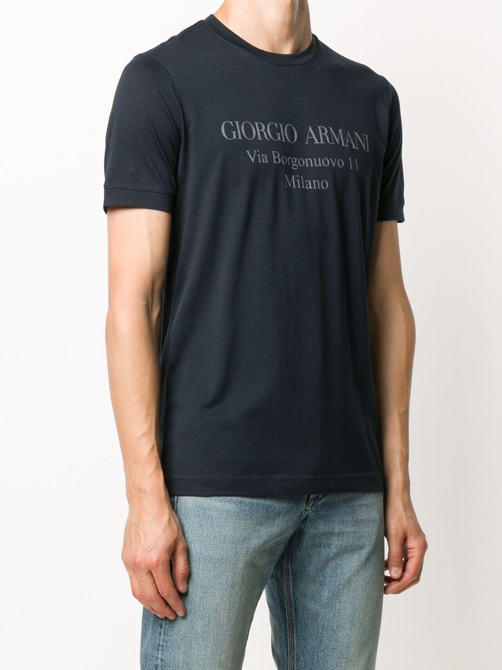 Shop Giorgio Armani Logo Print T-shirt In Blue