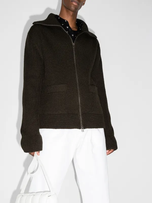 wool zip up cardigan