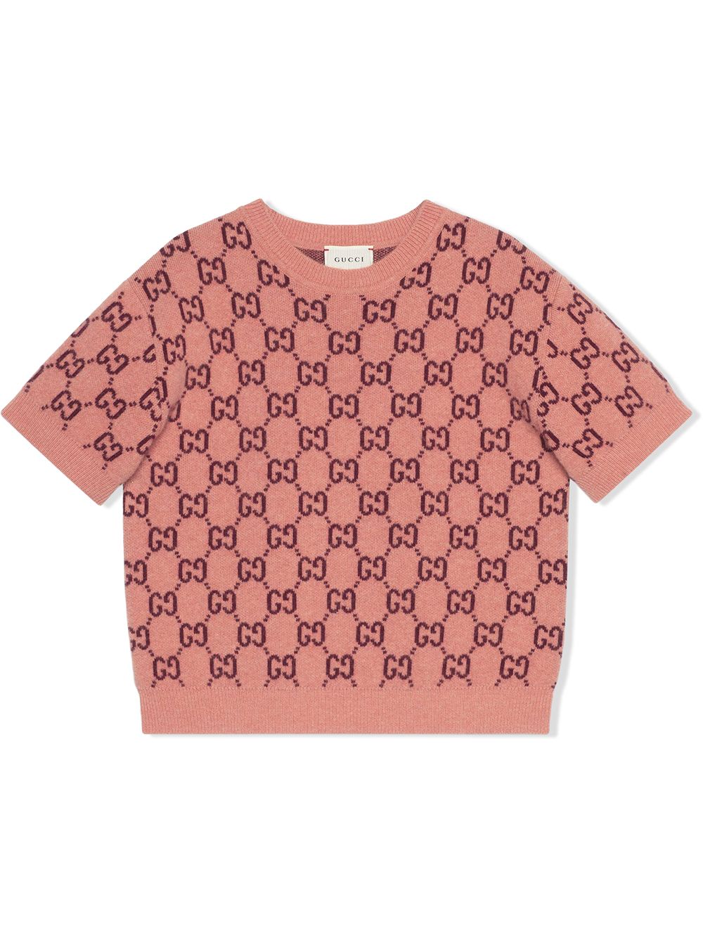 фото Gucci kids трикотажный топ с короткими рукавами и узором gg