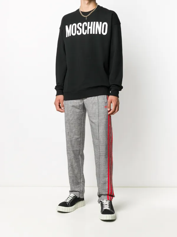 Moschino Logo Print Crew Neck Sweatshirt Black FARFETCH HK