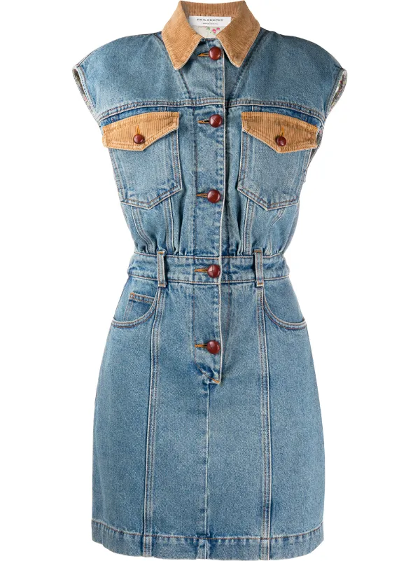 denim floral dress Yvette floral-appliqu denim mini dress