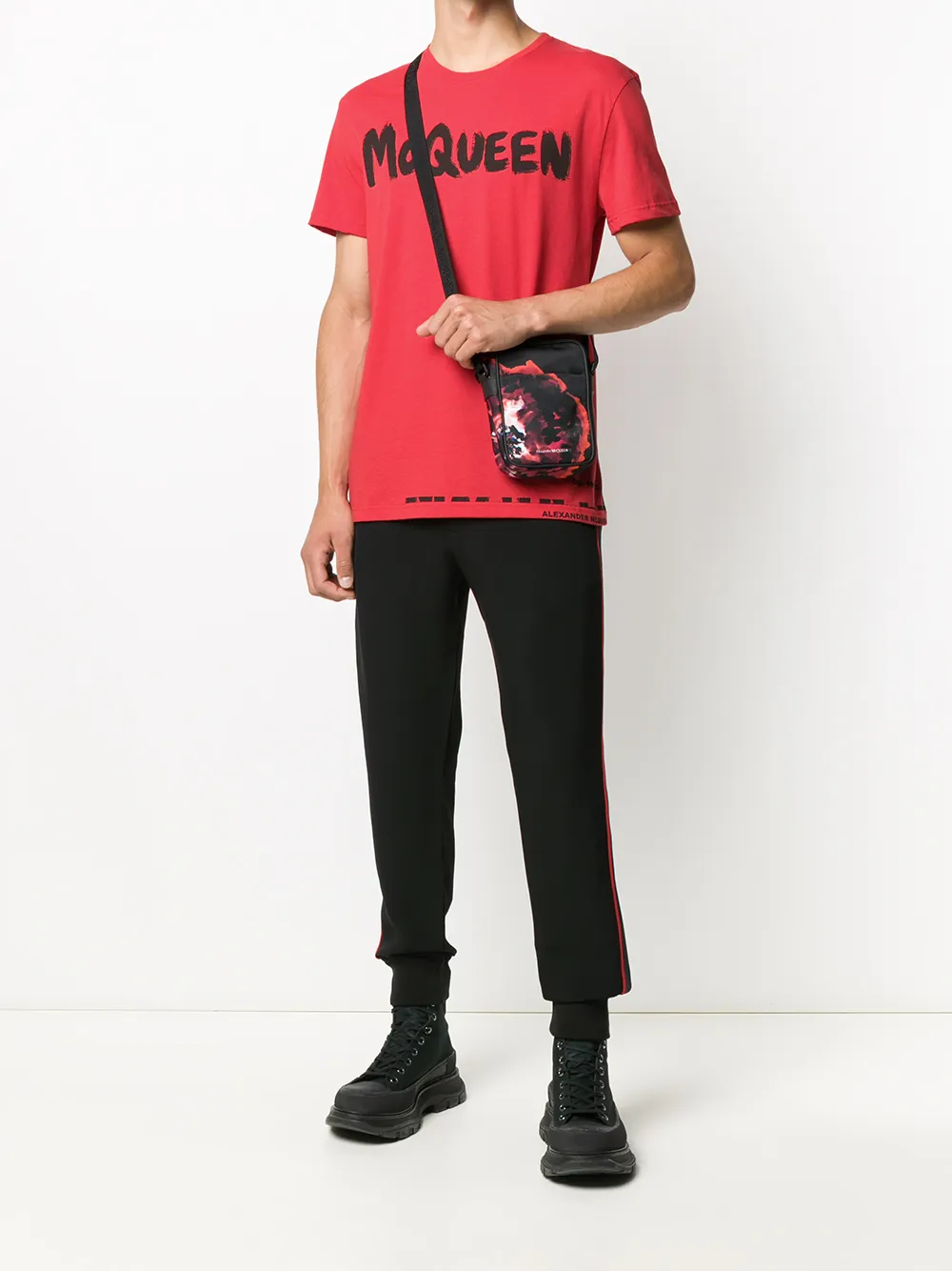 Shop Alexander Mcqueen Logo Print T-shirt In Red