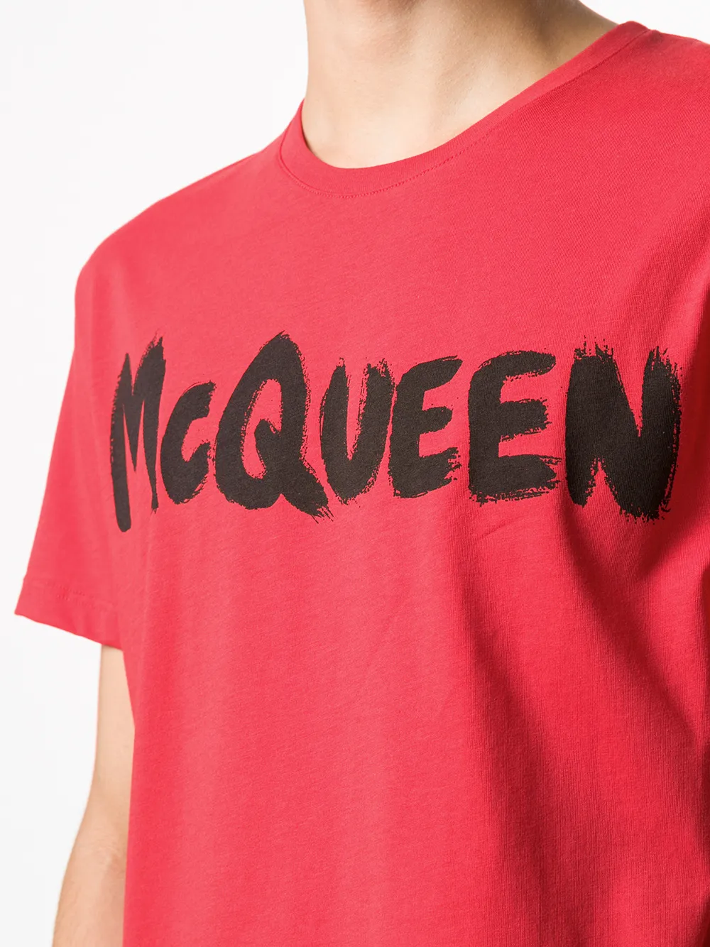Shop Alexander Mcqueen Logo Print T-shirt In Red