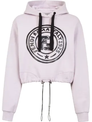 Shop pink Fendi logo-print hoodie with 