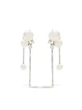 TASAKI 18kt white gold Akoya pearl and diamond chain earrings - Silver