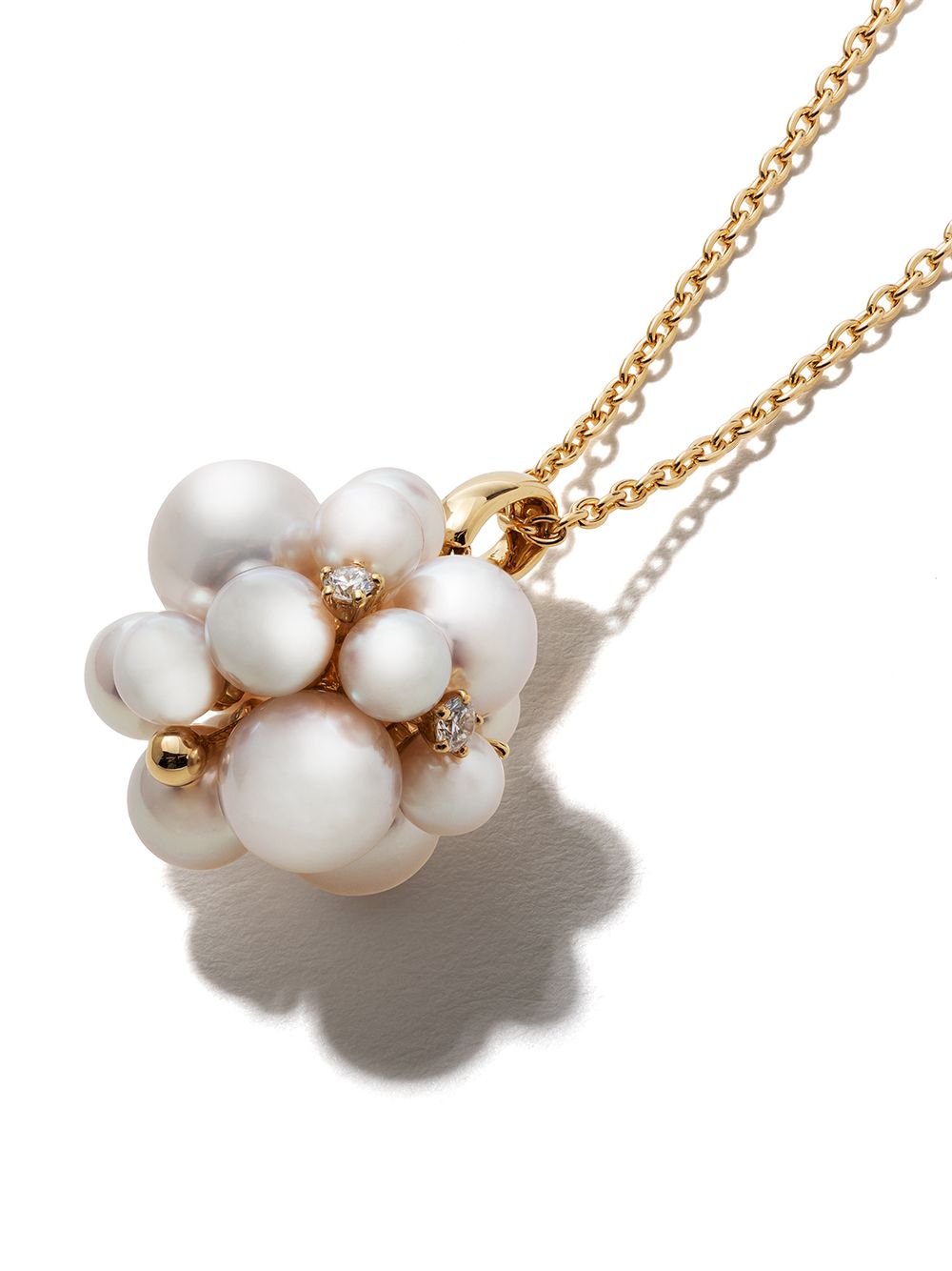 Shop Tasaki 18kt Yellow Gold Akoya Pearl And Diamond Pendant