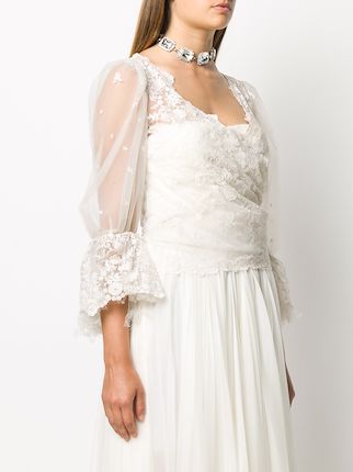 lace wrap-around silk blouse展示图