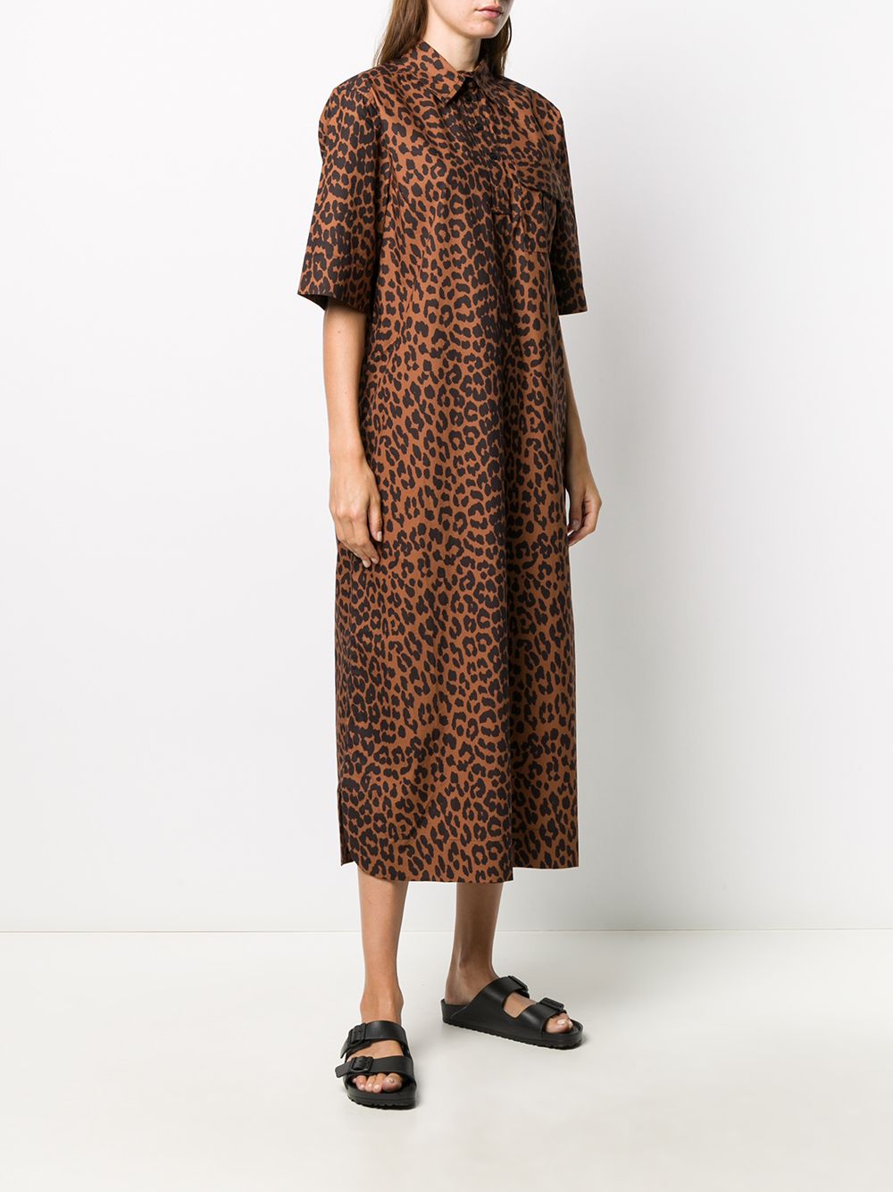 фото Ganni платье-рубашка с леопардовым принтом