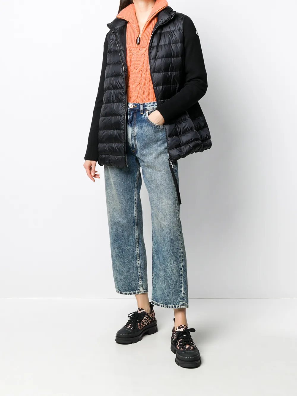 Image 2 of Moncler logo-patch padded coat