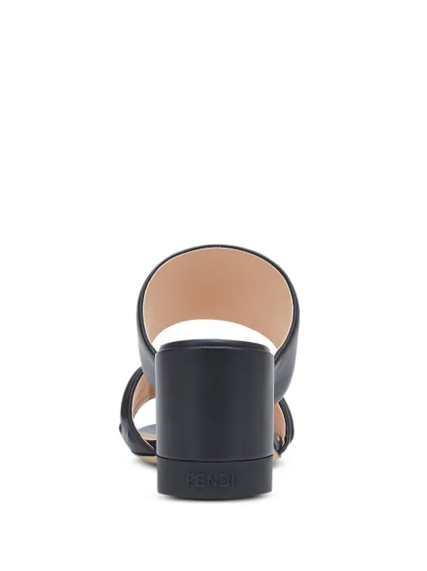 fendi ff embossed leather mules