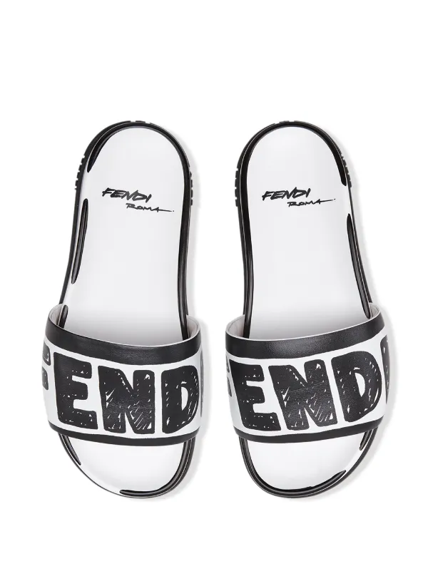 fendi logo slides women's