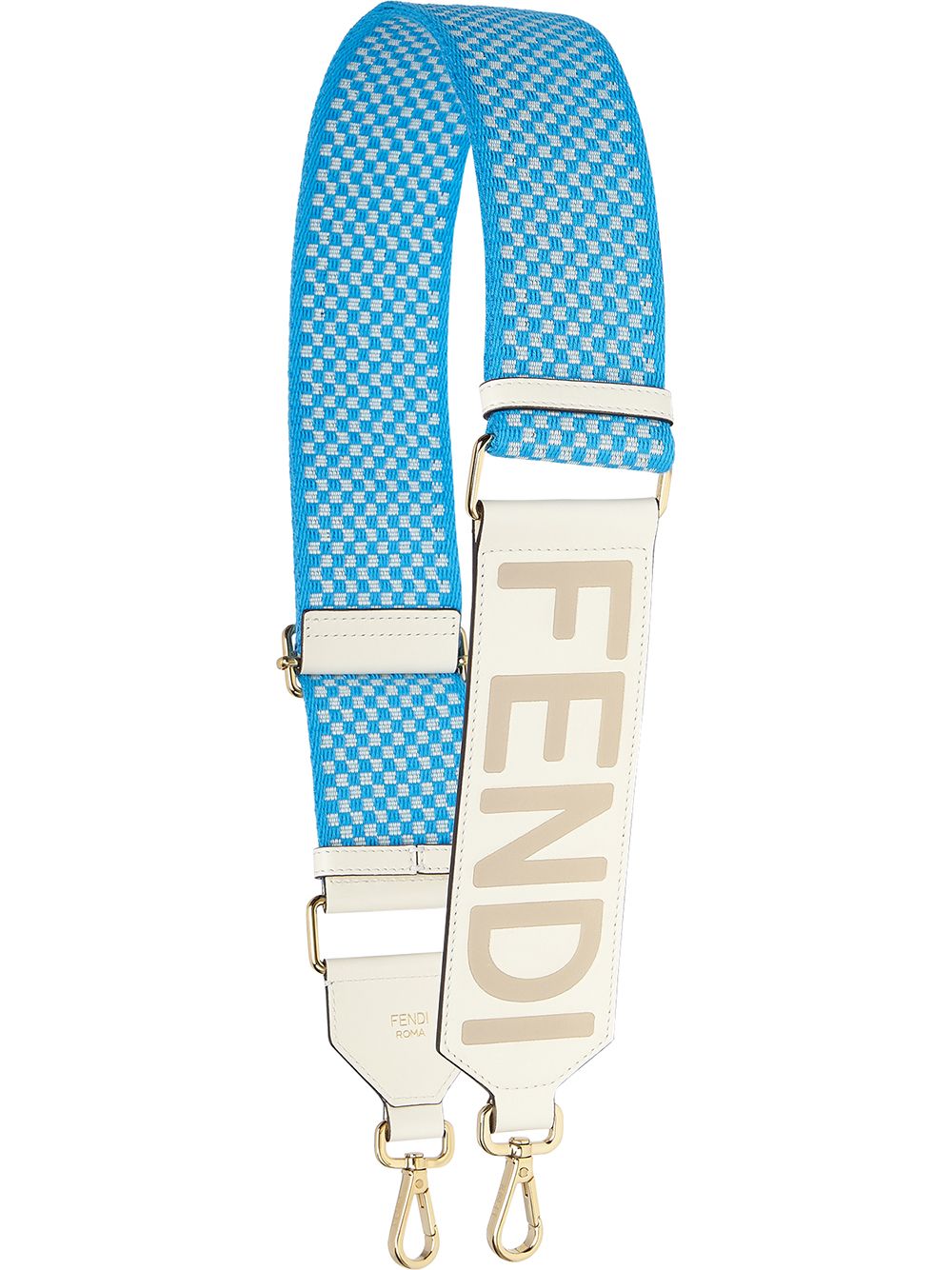 logo-print check bag strap