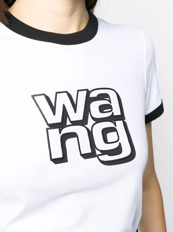 T By Alexander Wang Logo Print Cropped T Shirt Farfetch