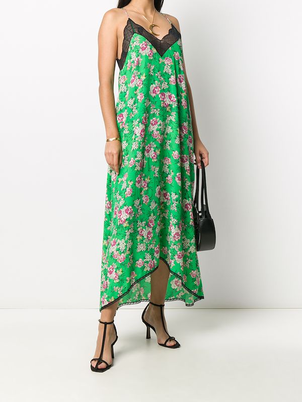 green floral slip dress