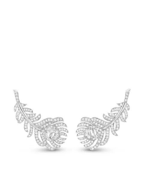Boucheron أقراط كبس 'بلوم دو باون' ذهب أبيض عيار 18 مرصعة بألماس