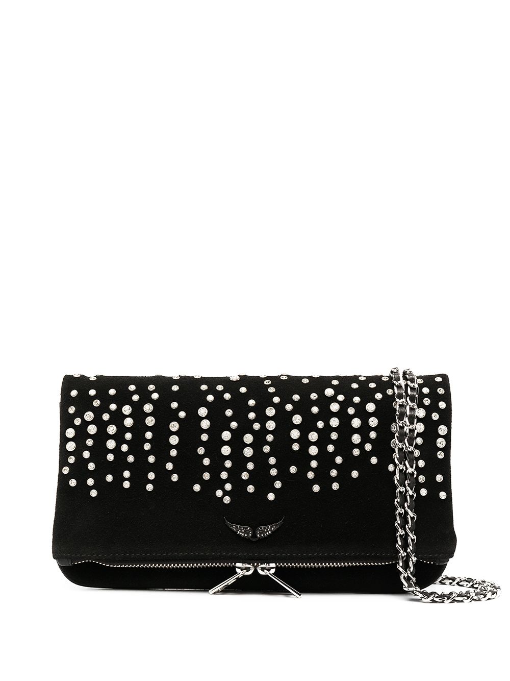 фото Zadig&voltaire декорированный клатч rock suede strass