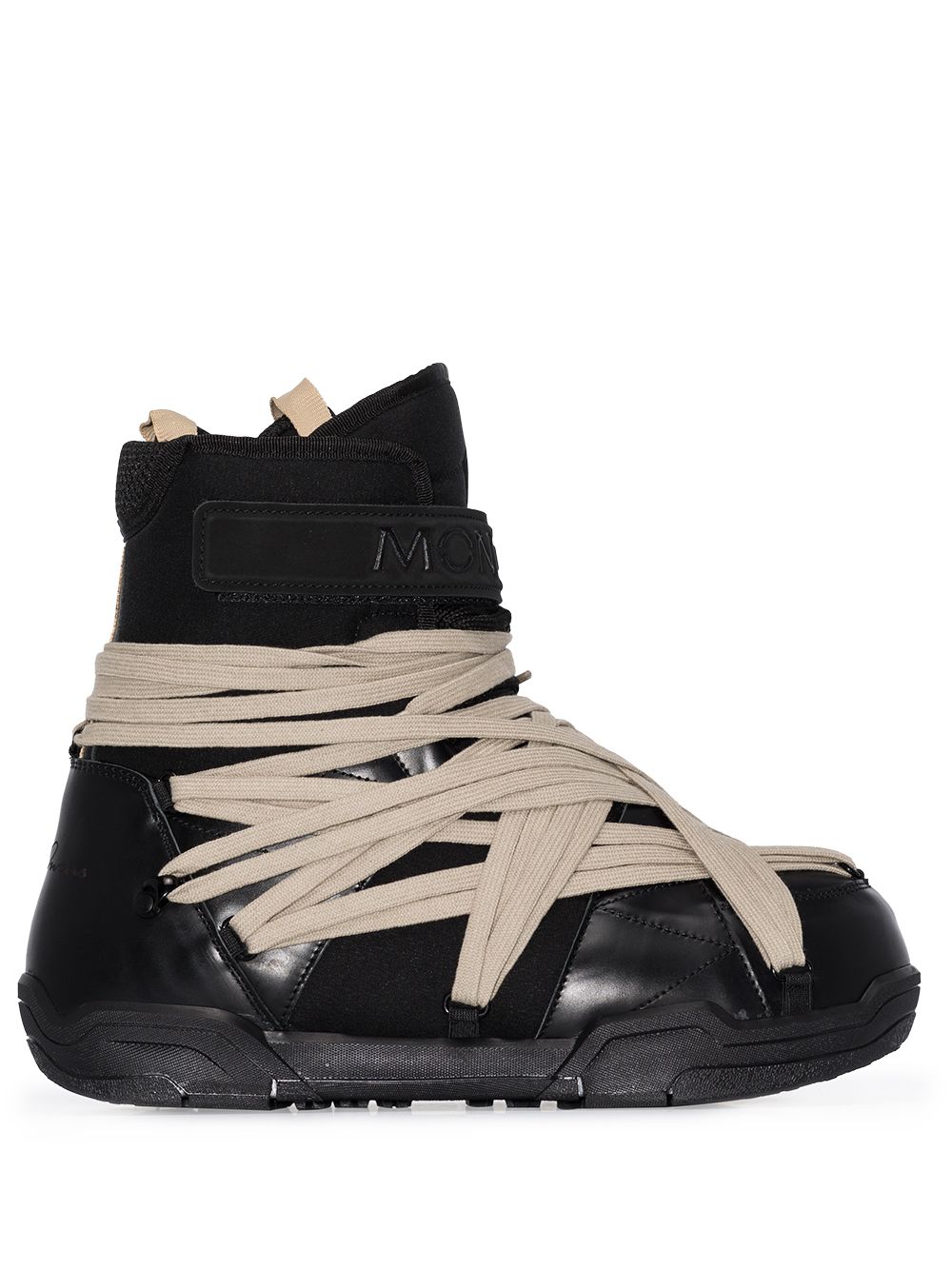 фото Rick owens x moncler black stivali tessuto leather boots