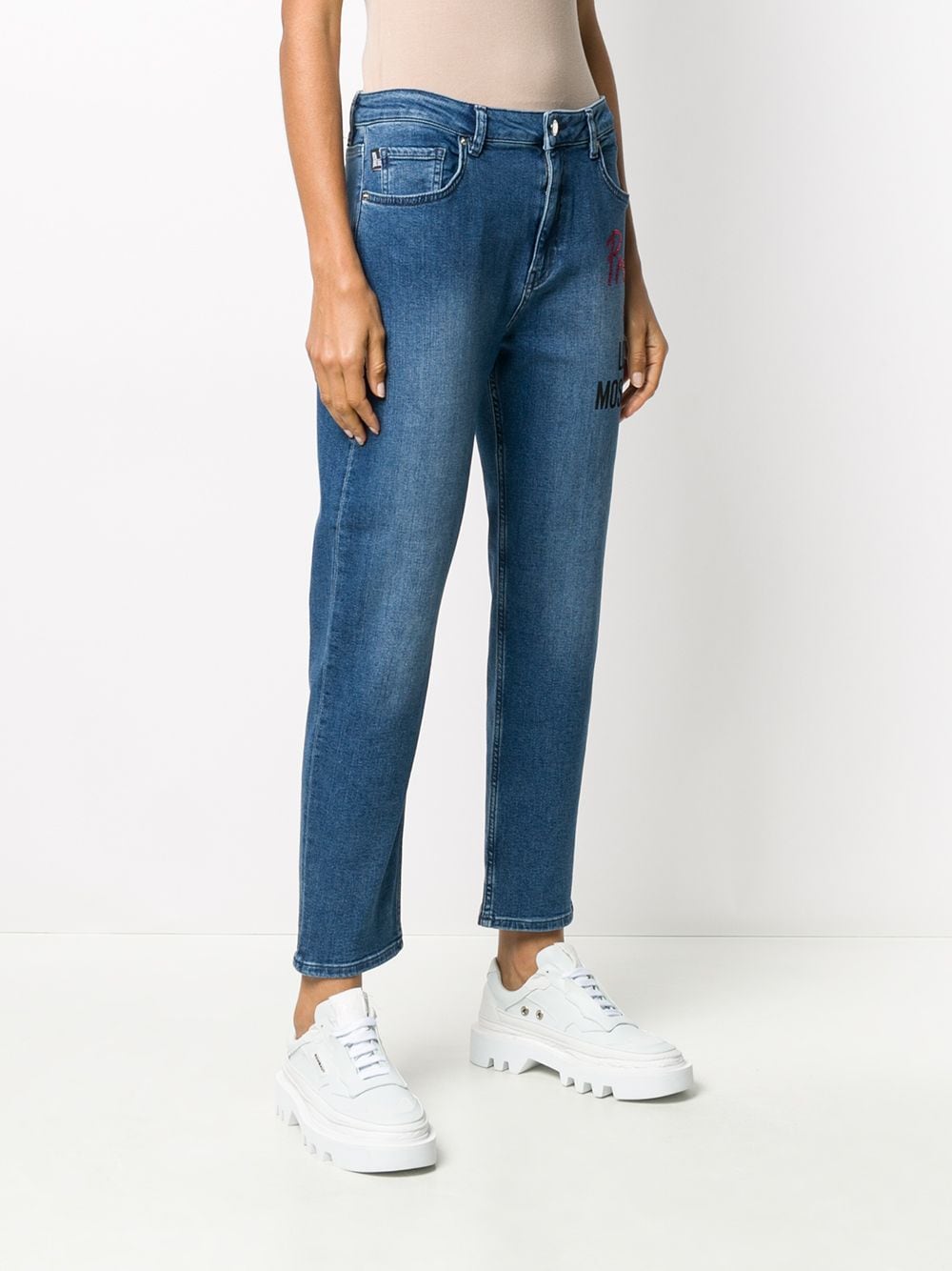 logo print straight-leg jeans