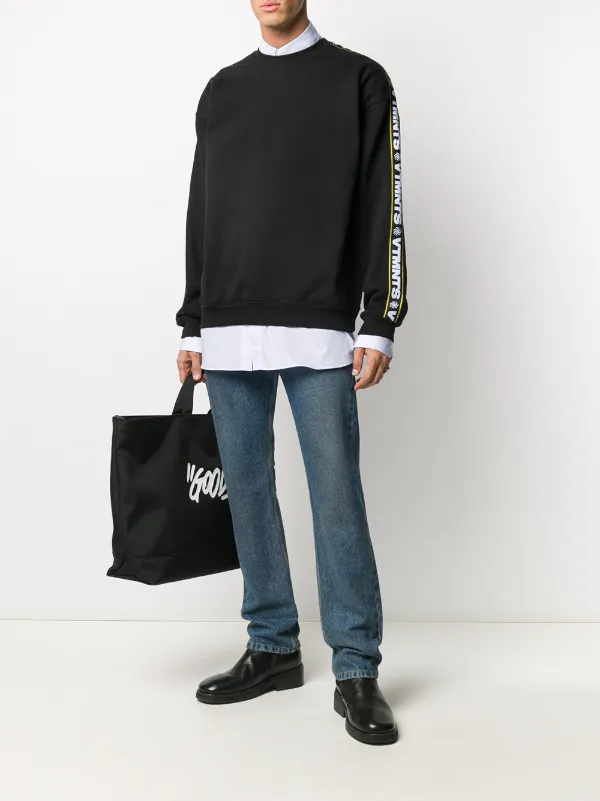 VETEMENTS Logo Sleeve Sweatshirt | Black | FARFETCH AO