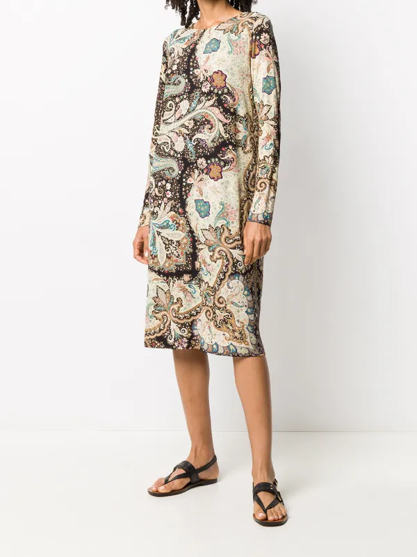 long sleeve paisley dress