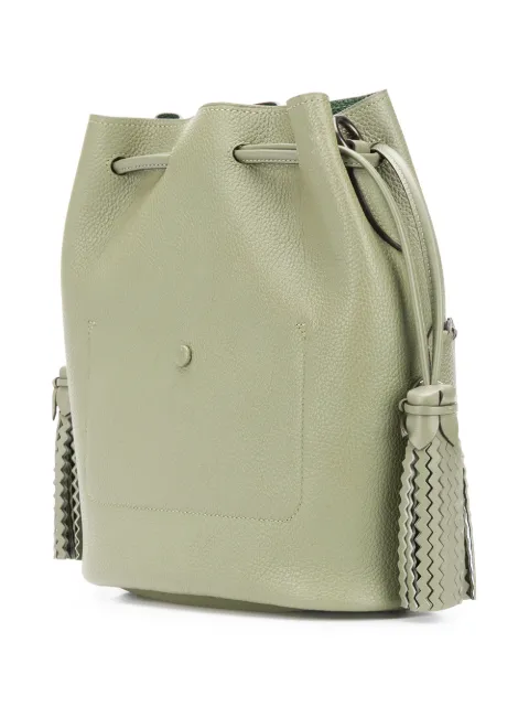 whipstitch pebble leather lora drawstring bucket bolsa