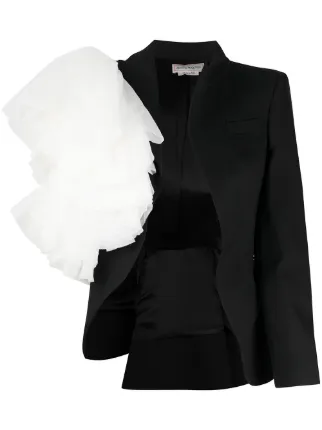 black ruffle blazer