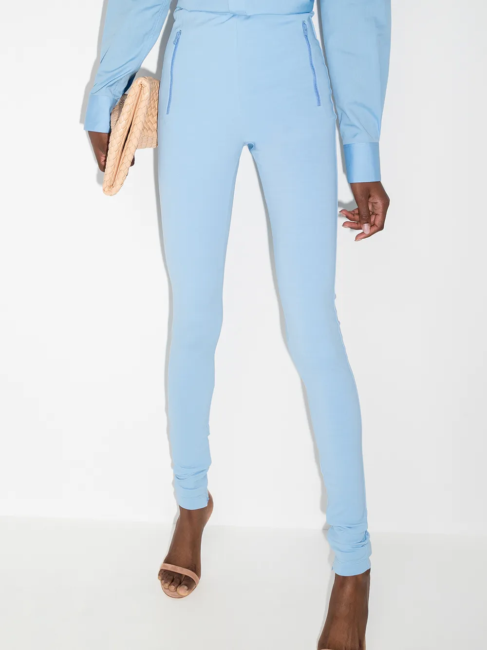WARDROBE.NYC Legging met zijrits - Blauw