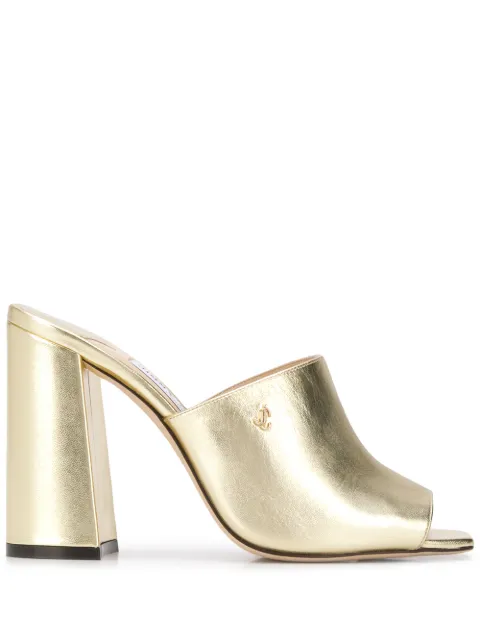 Click to view more detailed imagery on our partner's website Jimmy Choo Baia 100 Metallic Leather Sandals In Gold