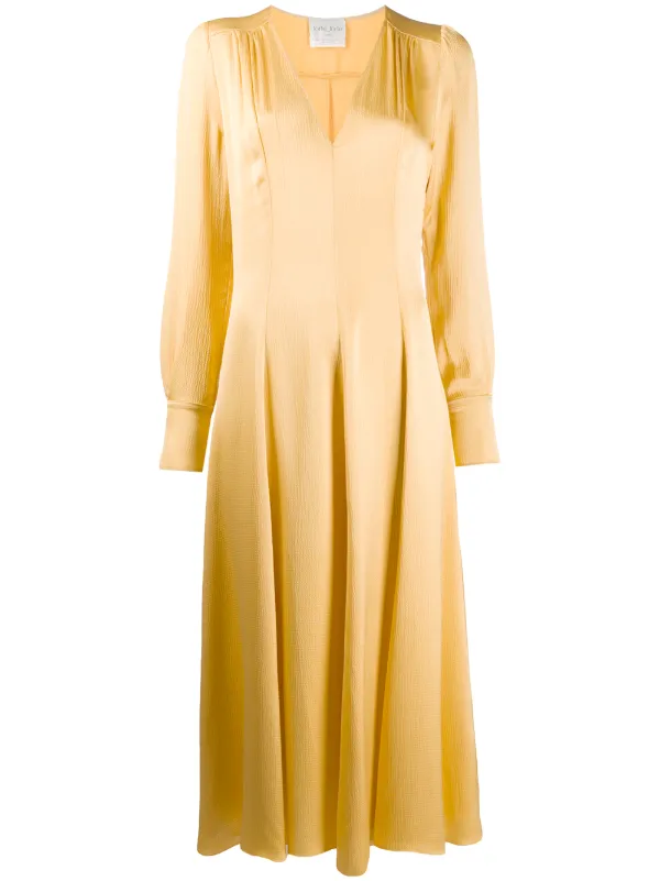 yellow mid length dress