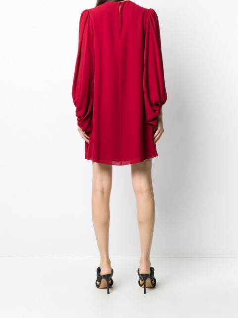 Shop red Alexander McQueen pleated shift dress with Express Delivery ...