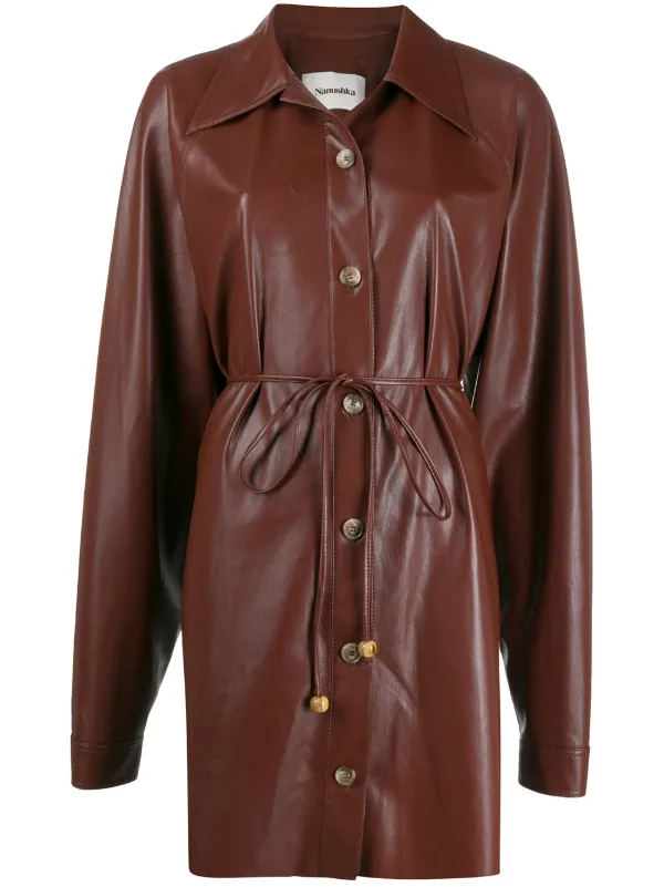 Nanushka Joy Faux Leather Shirt Dress 