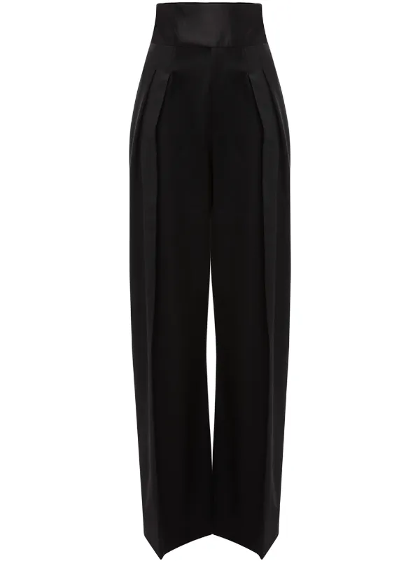 black high waisted wide leg trousers