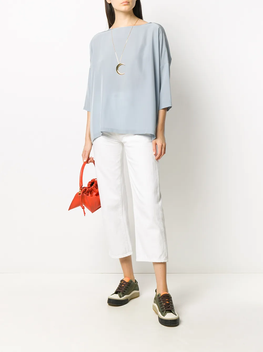  Missoni Cropped Sleeve Silk T-shirt - Blue 