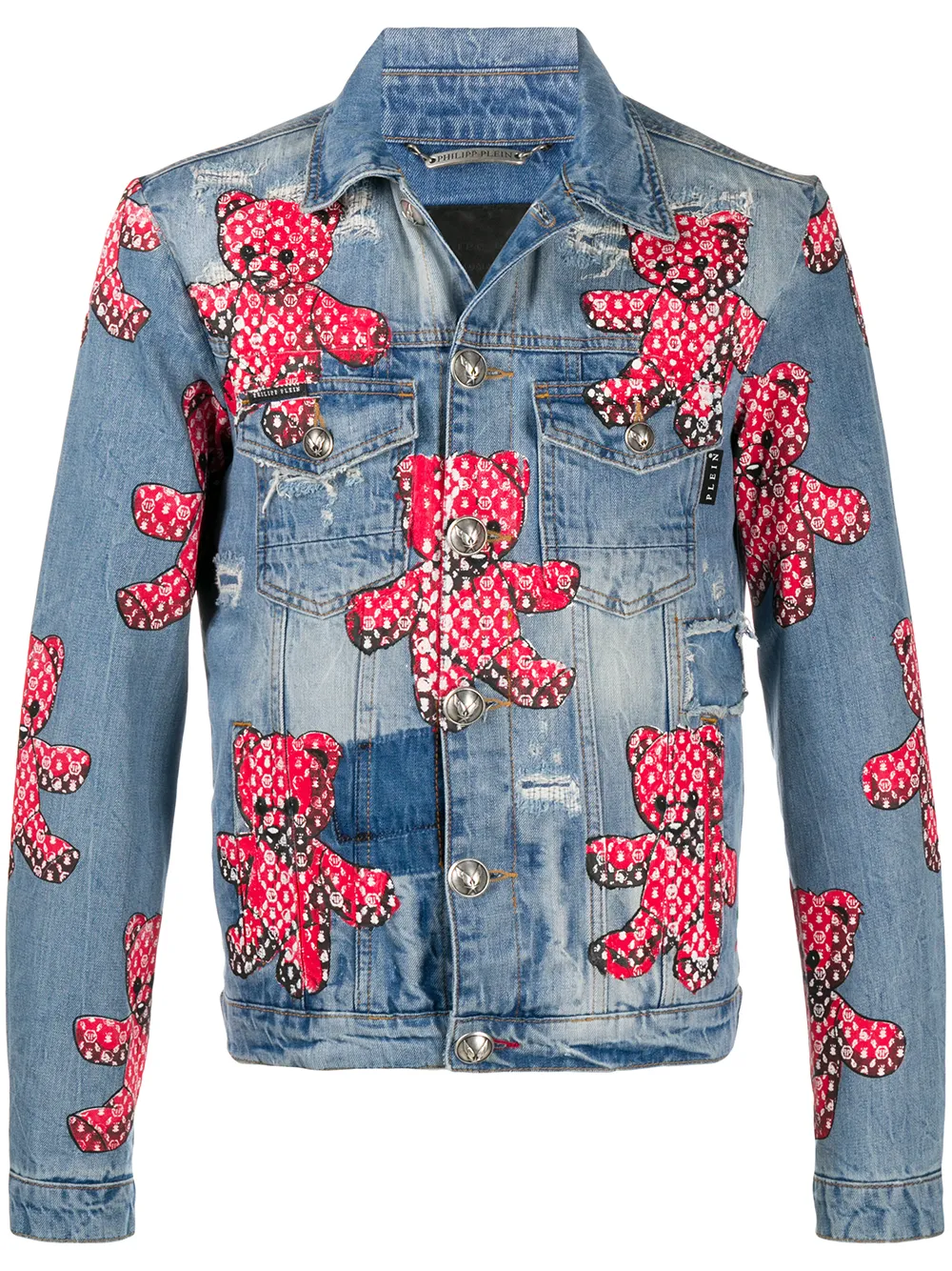 gucci jeans jacket teddy bear