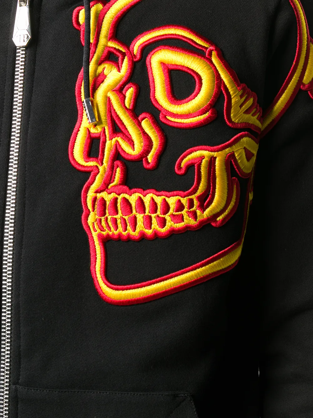 Philipp Plein Hoodie met geborduurde doodskop Zwart