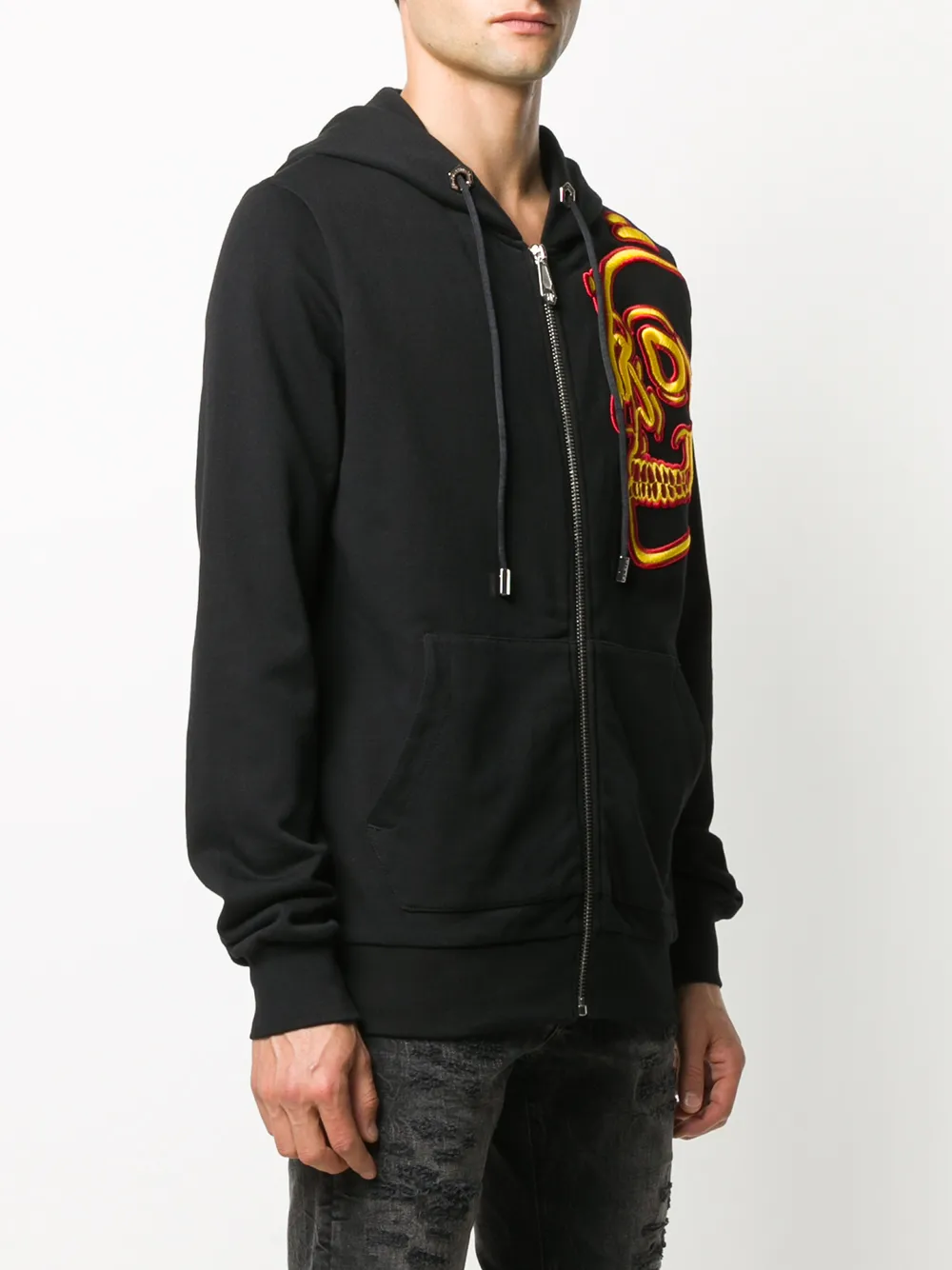 Philipp Plein Hoodie met geborduurde doodskop Zwart