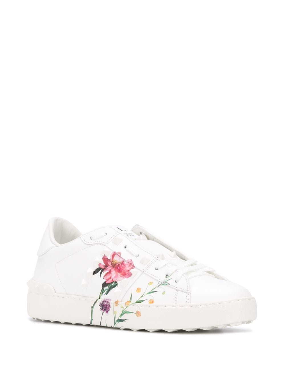 Valentino Garavani Floral Print Rockstud Leather Sneakers - Farfetch