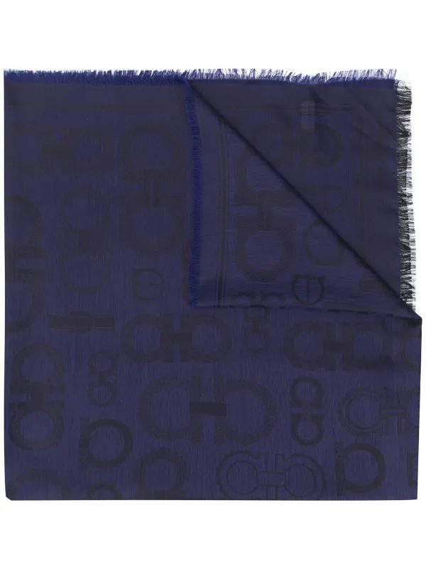Ferragamo Jacquard Gancini Pattern Scarf in Blue