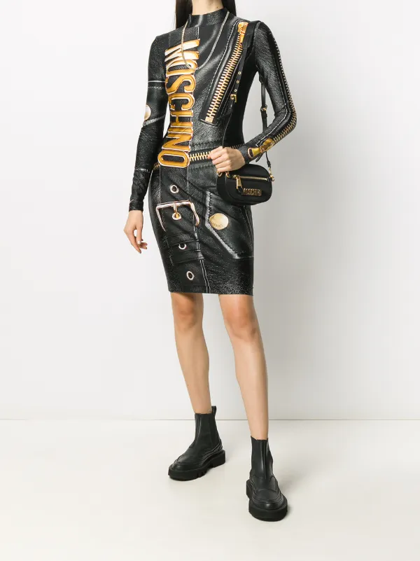 moschino black leather dress