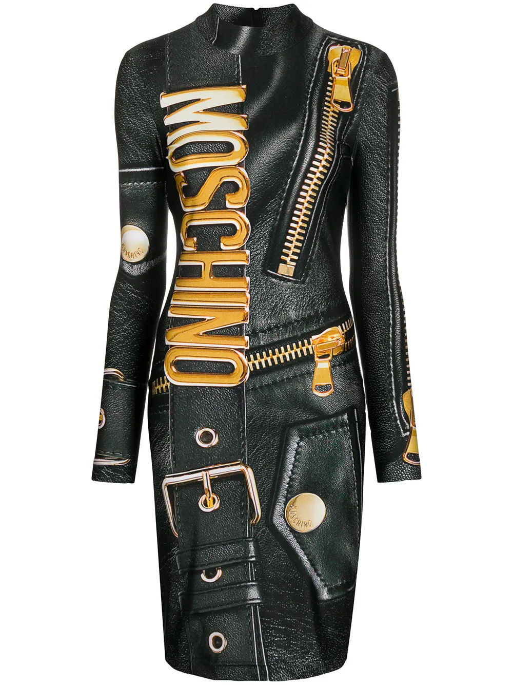 moschino black leather dress