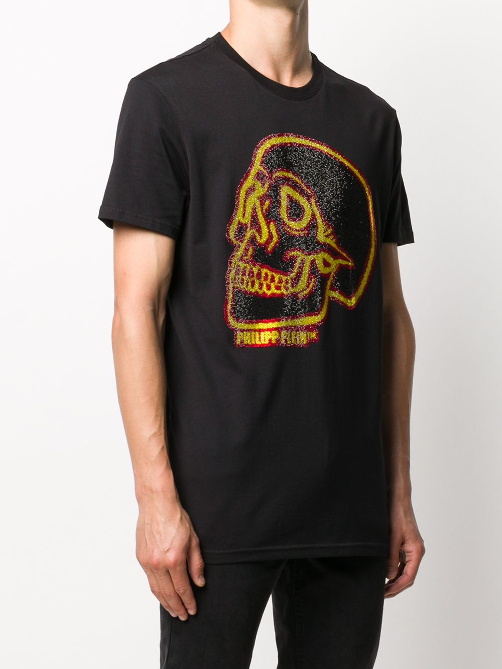 Shop Philipp Plein Crystal Outline Skull T-shirt In Black