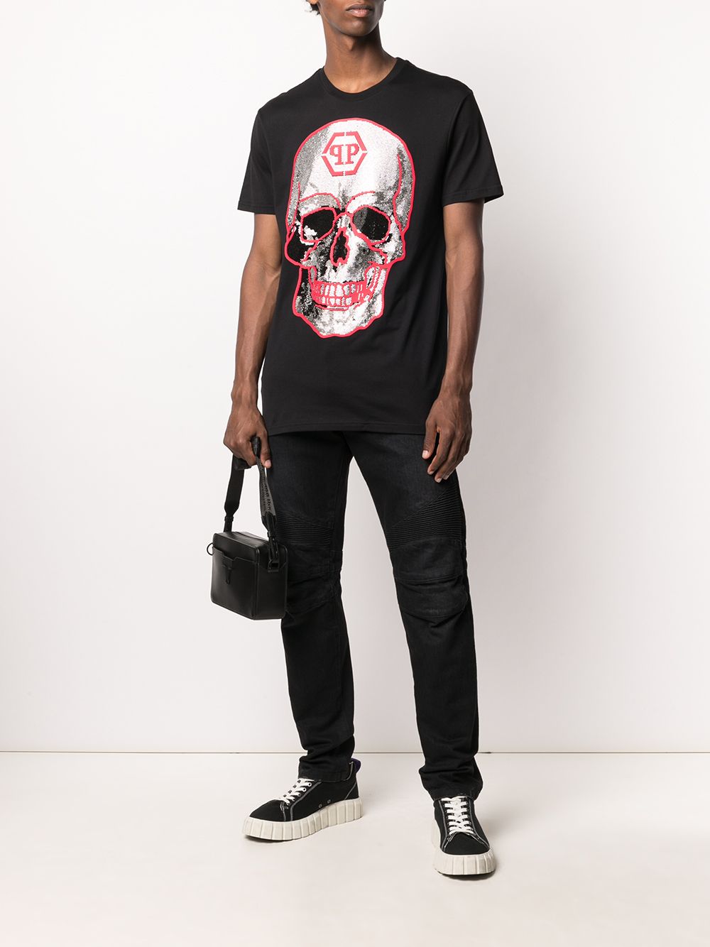 Philipp Plein T-shirt met doodskopprint - Zwart