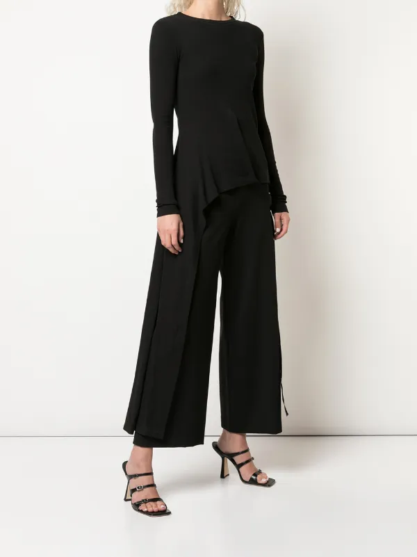 Rosetta Getty Long Sleeve Split Apron T-shirt | Black | FARFETCH