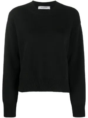 Valentino Garavani off-shoulder Leopard Knit Jumper | Black
