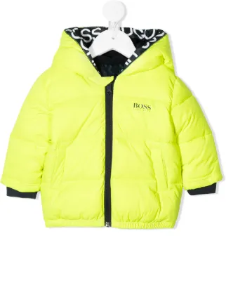 Shop BOSS Kidswear neon puffer coat 