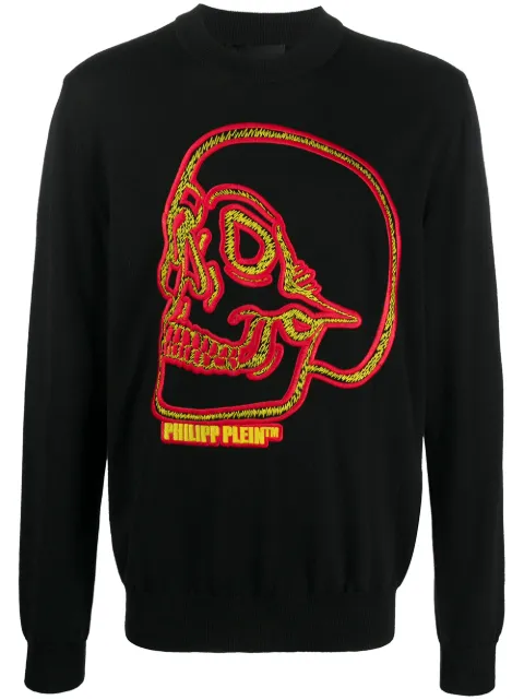 Philipp Plein sudadera con bordado de calavera